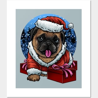 Christmas Santa Pug Posters and Art